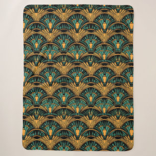 Turfblauw en gouden Art Deco Sherpa Deken