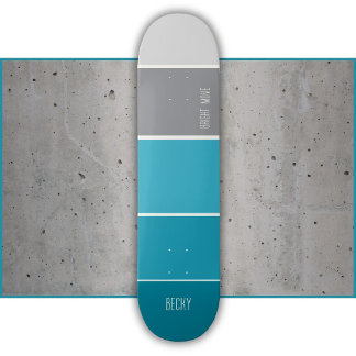 Turfblauw en grijs gestreept skateboard