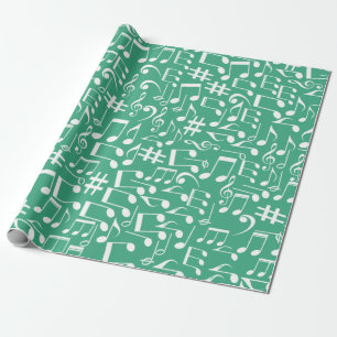 Turfblauw Groen Oceaan Tinten Muzieknotaties Cadeaupapier