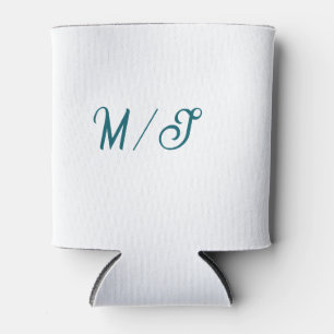 Turfblauw monogram huwelijks koppel naam eenvoudig blikjeskoeler