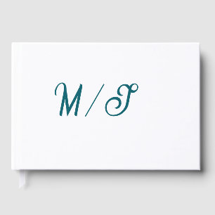 Turfblauw monogram huwelijks koppel naam eenvoudig gastenboek