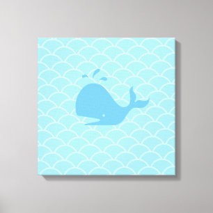 Turfblauw Prachtige Walvis Canvas Afdruk
