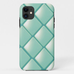 Turfblauw Quilted Diamantpatroon iPhone 11 Hoesje