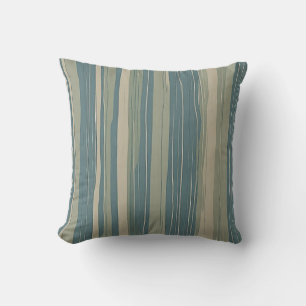 Turfblauw Sage en Beige Strepen Kussen