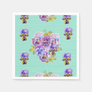 Turfblauw Shabby Chic bloem Servet Doekjes