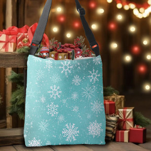 Turfblauw Sneeuwvlokken Patroon Zachte Winter Vors Crossbody Tas