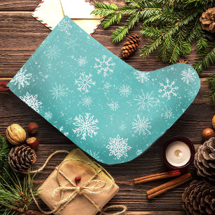 Turfblauw Sneeuwvlokken Patroon Zachte Winter Vors Grote Kerstsok