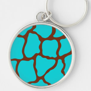 Turfblauwe Giraffeprint Sleutelhanger