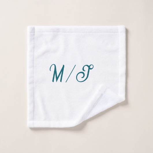 Turfopsel monogram huwelijksnaam eenvoudig stijlvo washandje (Wasdoekje)