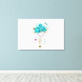 Turfroze Rozen met Sleutels Canvas Afdruk (Insitu (Houten vloer))