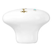 Turfroze rozen met sleutels keramische knop (Zijkant)