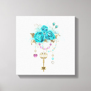Turfrozen Rozen met Sleutels Canvas Afdruk