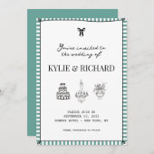 Turfstreep rand Save The Date Kaart (Voorkant / Achterkant)