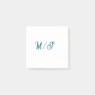 Turgroene monogram huwelijksnaam eenvoudig stijlvo post-it® notes