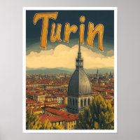 Turijn Italië Art Vintage Travel Illustratie