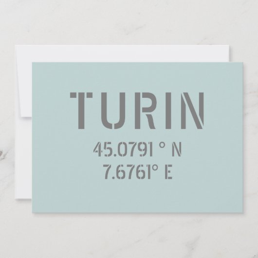 Turijn Italië - Coördinaten voor Latitude en Lengt Kaart (Voorkant)