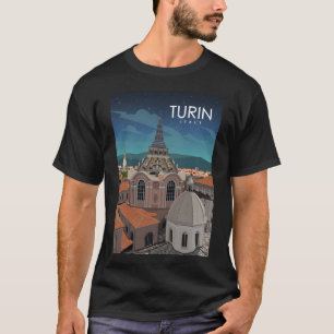Turijn Italië  Minimal Retro Travel Poster T-shirt