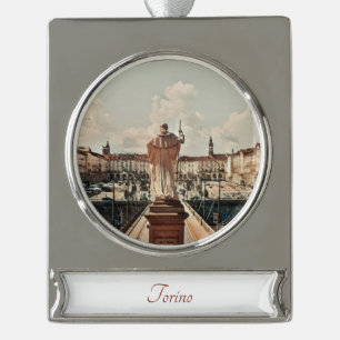 Turijn, Italië Travel Art Waterverf Ornament Verzilverd Banner Ornament