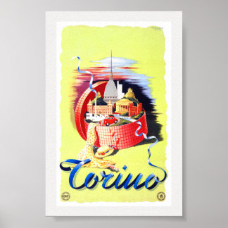 Turijn Italië Vintage Poster Gerestaureerd