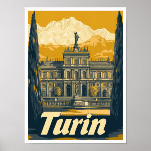 Turijn Italië Vintage Travel Illustratie Poster