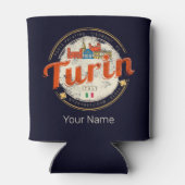 Turijn Piemonte Retro Skyline Italiaans  Pasta Blikjeskoeler (Achterkant)