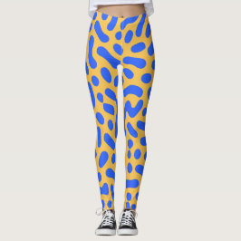 Turing Pattern Abstracte Leggings | Blauw en goud