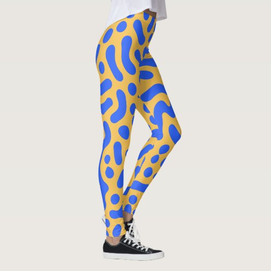 Turing Pattern Abstracte Leggings | Blauw en goud (Rechts)