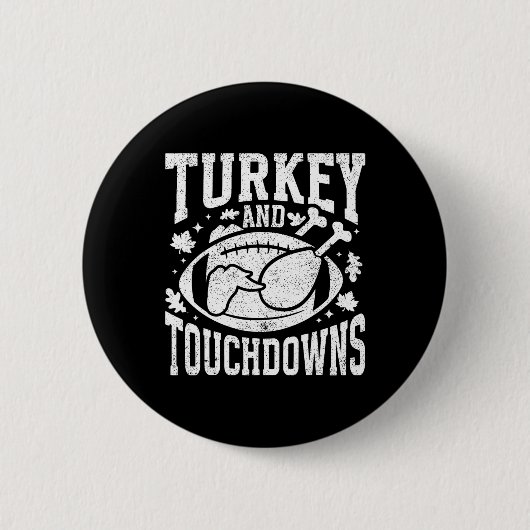 Turkey And Touchdowns Funny Thanksgiving Football Ronde Button 5,7 Cm (Voorkant)