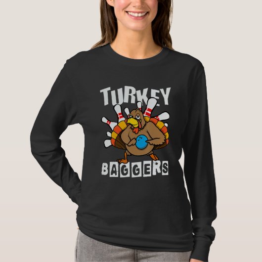 Turkey Baggers Bowling  Happy Thanksgiving Day T-shirt (Voorkant)