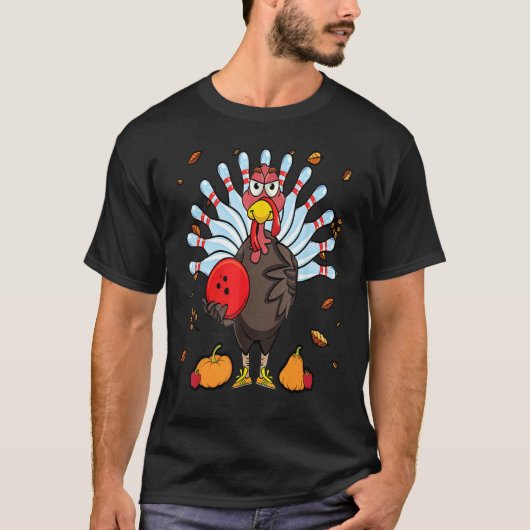 Turkey Bowling Hello Fall Cute Turkey Bowling Squa T-shirt (Voorkant)