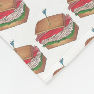 Turkey Club Sandwich Restaurant Diner Foodie Food Fleece Deken