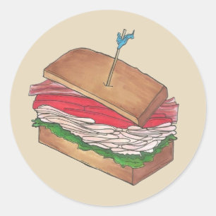 Turkey Club Sandwich Restaurant Diner Foodie Food Ronde Sticker