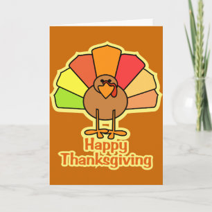 Turkey Cute Cartoon Happy Thanksgiving Design Feestdagen Kaart