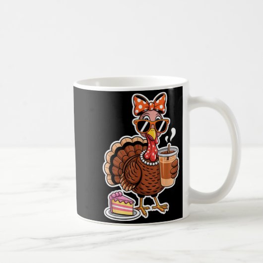 Turkey Drinking Coffee Bow Thanksgiving Womens Tur Koffiemok (Rechts)