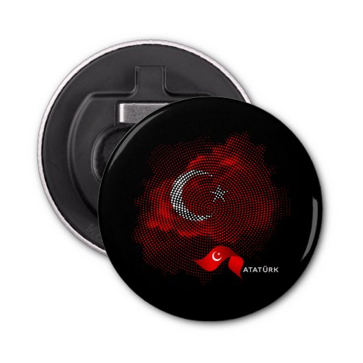 Turkey flag button flesopener (Voorkant)