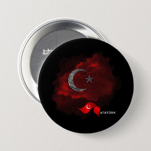 Turkey flag ronde button 7,6 cm (Voorkant /achterkant)