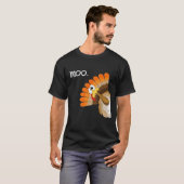 turkey moo grappige Thanksgiving T-shirt (Voorkant volledig)