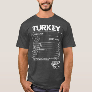 Turkey Nutritional Factshanksgiving Food Recipe fr T-shirt