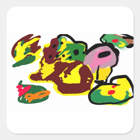 Turkey paint  vierkante sticker (Voorkant)