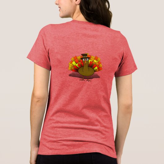  Turkey Pilgrim Thanksgiving Tri-Blend Shirt (Achterkant)