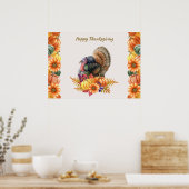Turkey Pumpkins Thanksgiving Poster (Keuken)