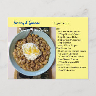 Turkey Quinoa White Chili Recipe Postcard Briefkaart