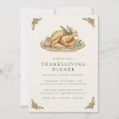 Turkey Roast Rustic Cozy Thanksgiving Dinner Kaart (Voorkant)