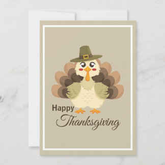 Turkey Thanksgiving Simple Cute Colorful Cartoon Feestdagenkaart