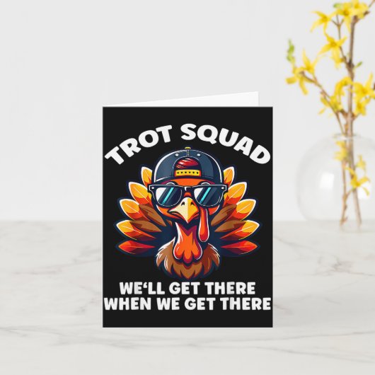 Turkey Trot Squad Funny Thanksgiving Running Costu Kaart (Gele Bloem)