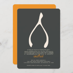 Turkey Wishbone Modern Friendsgiving Invitation Kaart
