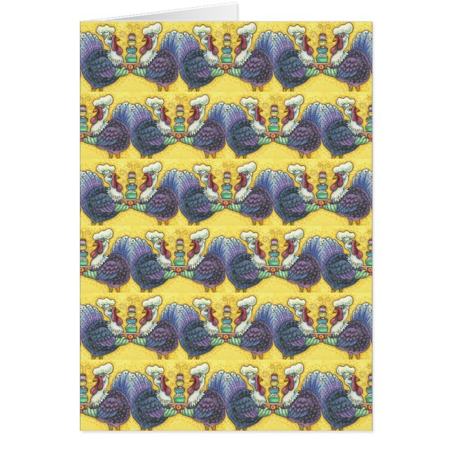 TURKEYS IN KITCHEN THANKSGIVING WENSKAART Vers (Voorkant)