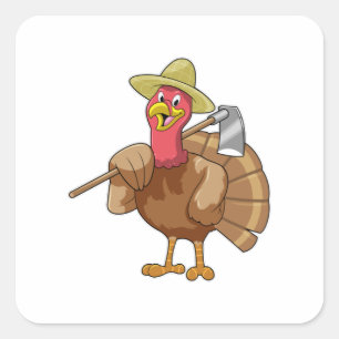 Turkije als landbouwer vierkante sticker