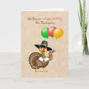 Turkije, ballonnen, Thanksgiving verjaardag Feestdagen Kaart