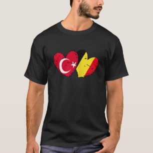 Turkije België Love Heart Turks Belgisch Dual Nat T-shirt